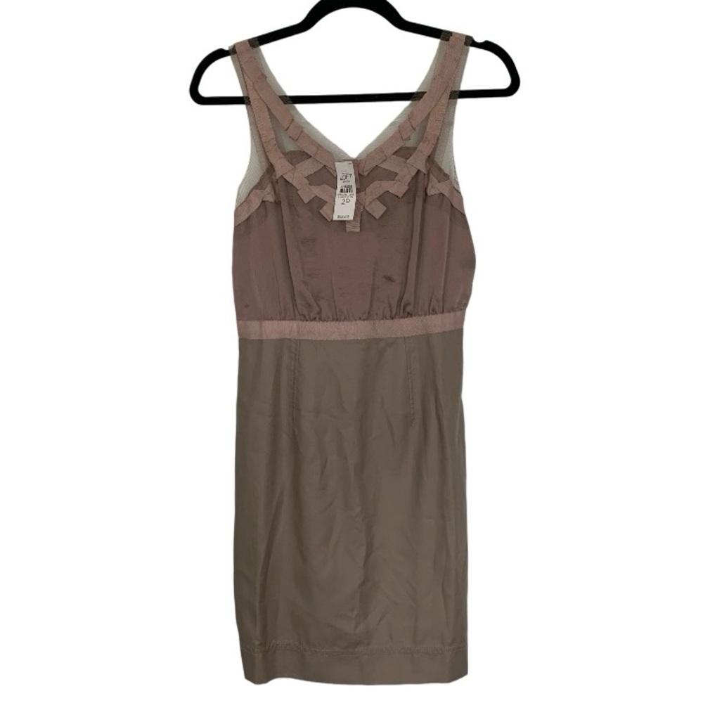 ANN TAYLOR LOFT PETITES Cocktail Dress Grosgrain Ribbon Trim/Tulle‎ Champagne 2P